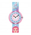 Flik Flak Watch for Children - Shine Bright Sparkle Kingdom Only Time Pink 32mm Light Blue with Princess and Crystals