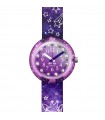 Orologio Flik Flak per Bambini - Goes Wild Giraxius Solo Tempo Viola 32mm con Giraffa e Stelle