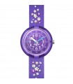 Flik Flak Watch for Children - Shine Bright Stargazing Purple 32mm with Stars and Colored Crystals