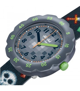 Orologio Bambino Swatch Flik Flak Stripy Blue Quarzo Solo Tempo Blu Verde  ZFPNP112