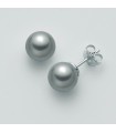 Miluna Earrings - in 18K White Gold and Gray Pearls 7-7.5 mm - 0