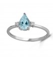Lelune Diamonds Ring - in 18k White Gold with Diamonds and Aquamarine Drop 0.50 carats - 0