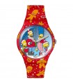 Orologio Swatch - The Simpsons Collection Wondrus Winter Wonderland Solo Tempo 41mm Rosso