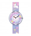 Orologio Flik Flak per Bambini - Gameland Cuddly Unicorn Solo Tempo Rosa 32mm con Unicorni e Pianeti