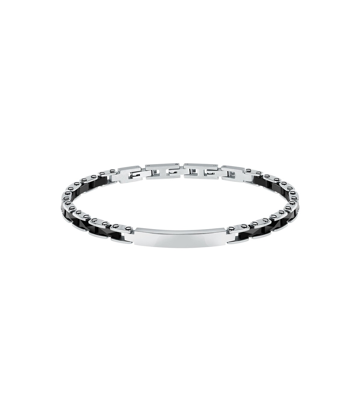 Women's curb bracelet white and black ceramic magnetic 18cm 8mm