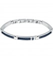 Maserati Men's Bracelet - Iconic in Steel with Blue Links and Trident