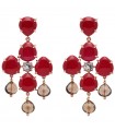 Rossoprezioso Earrings - Lady Like Cross Pendants with Red and Quartz Elements
