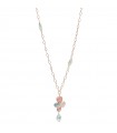 Rossoprezioso Necklace - Lady Like Glacier Ice Flowery Long Rose Gold with Aquamarine