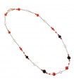 Collana Silvia Kelly - in Oro Bianco ed Oro Rosa 18 Carati con Onice Nero e Corallo Rosso