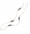Rossoprezioso Necklace - Chain Cage Black Velvet Long Rose Gold with Black Elements