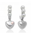 Miluna Earrings - Miss Italia in 925% Silver with Orient Pearls and Heart Pendant - 0