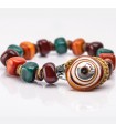 Moi Bracelet - Majolica with Green and Orange Murano Glass Elements