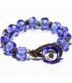 Moi Bracelet - Orchid with Transparent Blue Murano Glass Pearls
