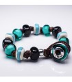 Moi - Zagara Bracelet with Black Murano Glass Pearls and Transparent Turquoises