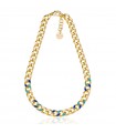 Unoaerre Necklace for Women - Fashion Jewelery in Golden Bronze with Blue Enamelled Details