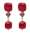 Rossoprezioso Earrings - Mignon Pendants with Red Elements and Smoky Quartz