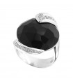 Silvia Kelly Ring - in 18K White Gold with Black Agate and Natural Diamonds 0.12 ct - 0