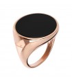 Bronzallure Ring for Women - Alba Chevalier Rose Gold with Black Onyx Size 16