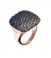 Bronzallure Ring for Women - Altissima Rose Gold Square Chevalier with Blue Cubic Zirconia Pavé - Size 14
