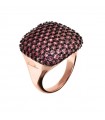 Bronzallure Ring for Women - Altissima Rose Gold Square Chevalier with Pink Cubic Zirconia Pavé - Size 14