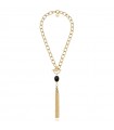 Collana Unoaerre da Donna - Fashion Jewellery Gold con Cristallo Nero e Frange in Catena