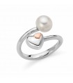 Miluna Ring - Miss Italia Contrariè in 925% Silver with Orient Pearls and Heart Pendant - 0