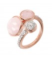 Anello Bronzallure da Donna - Altissima Contrariè Rose Gold con Quarzo Rosa e Cubic Zirconia Bianca Misura 14