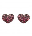 Bronzallure Earrings for Women - Altissima Rose Gold Heart with Pink Cubic Zirconia