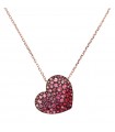 Bronzallure Necklace for Women - Very High Rose Gold Pendant with Heart Pendant in Pink Cubic Zirconia Pavé