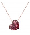 Collana Bronzallure da Donna - Altissima Pendente Rose Gold con Cuore Pendente in Pavè di Cubic Zirconia Rosa