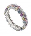 Salvatore Plata Ring - Balanced in 925% Rhodium Plated Silver with Multicolored Cubic Zirconia - Size 14