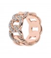 Bronzallure Ring for Women - Altissima Rose Gold with Grumetta Chain and Cubic Zirconia Pavè - Size 22