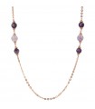 Bronzallure Necklace - Felicia Long with Rose Gold Rolò Chain and Purple Amethyst Spheres