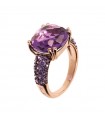 Bronzallure Ring - Precious Rose Gold with Purple Square Gem Prism - Size 16