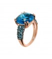 Anello Bronzallure - Preziosa Rose Gold con Prisma Gem Quadrata Blu - Misura 14