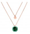 Bronzallure Necklace - Miss Multifilo Rose Gold with Green Square Gem Prism