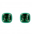 Bronzallure - Miss Rose Gold Square Lobe Earrings with Green Gem Prism