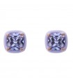 Bronzallure - Miss Rose Gold Square Lobe Earrings with Purple Lavender Gem Prism