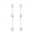 Lelune Earrings - Classic in 18K Yellow Gold with Three White Freshwater Pearls 5-5.5mm - 0