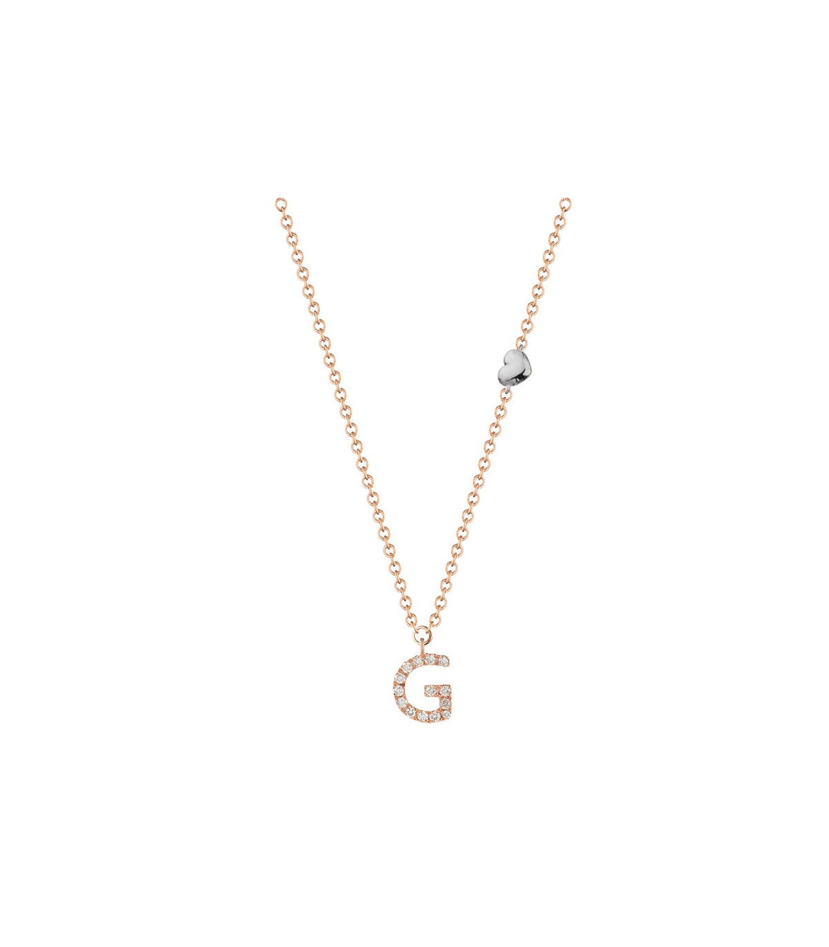 Initial Pendant G Letter Charms Diamond Necklace 18K Gold-G,VS 18 Chain / White Gold