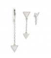 Trio of Valentina Ferragni Earrings - Sofia Silver in 925% Silver with Triangles and Heart of White Zircons