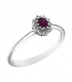 Davite & Delucchi Ring - 18k White Gold Rosette with Natural Diamonds and 0.23 ct Ruby - 0