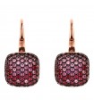 Bronzallure Earrings - Altissima Rose Gold Square Pendants with Pink Cubic Zirconia