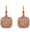 Bronzallure Earrings - Altissima Rose Gold Square Pendants with Cubic Zirconia Champagne