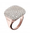 Bronzallure Ring for Women - Altissima Rose Gold Square Chevalier with White Cubic Zirconia Pavé - Size 16