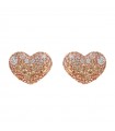 Bronzallure Earrings for Women - Altissima Rose Gold Heart with Cubic Zirconia Champagne