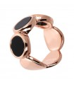 Bronzallure Ring for Women - Alba Rose Gold with Black Onyx Discs - Size 16