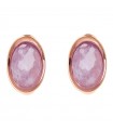 Bronzallure Earrings for Women - Felicia Lobe Rose Gold with Oval Amethyst Stone