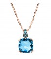 Bronzallure Necklace for Women - Precious Rose Gold Choker with Rolò Chain and Blue Gem Prism