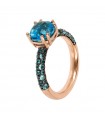 Anello Bronzallure - Preziosa Rose Gold con Prisma Gem Blu - Misura 16